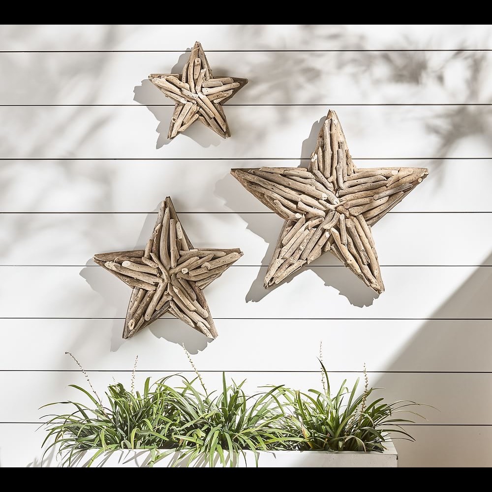Pottery Barn Rustic Pieced Driftwood Stars Wall Art - Set Of 3 ✨ - Picture 2 of 15